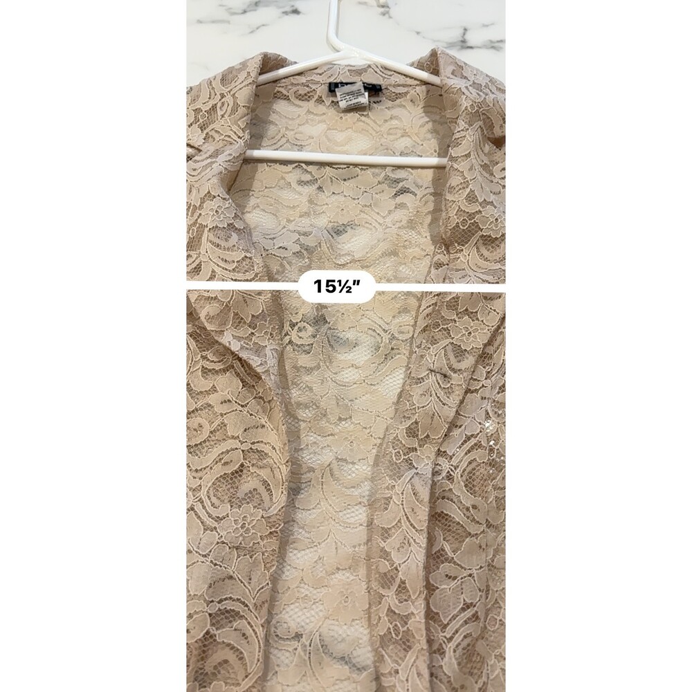 Vintage Y2K bebe Lace Open Front Cardigan Jacket Small Cream Notch Collar USA - Picture 8 of 9